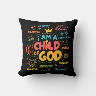 Coussin Je suis un enfant de Dieu Christian Retro Jésus Fo