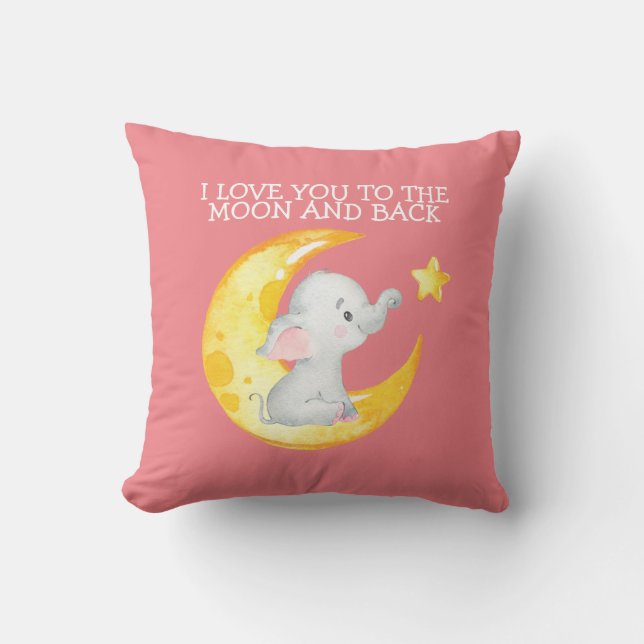 Coussin Je t'aime à la lune et à la fille de retour (Recto)
