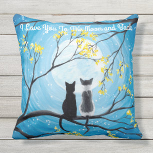 Coussin Je t'aime à la lune et au chat arrière