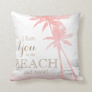 Coussin Je t'aime à la plage et au bois arrière de palmi