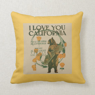Coussin Je t'aime carreau 16 x 16 d'ours de la Californie