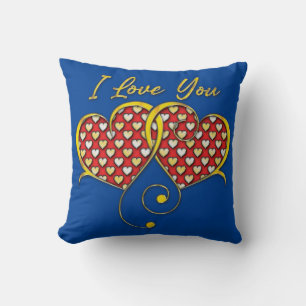 Coussin Je t'aime Design Cœurs Dorés
