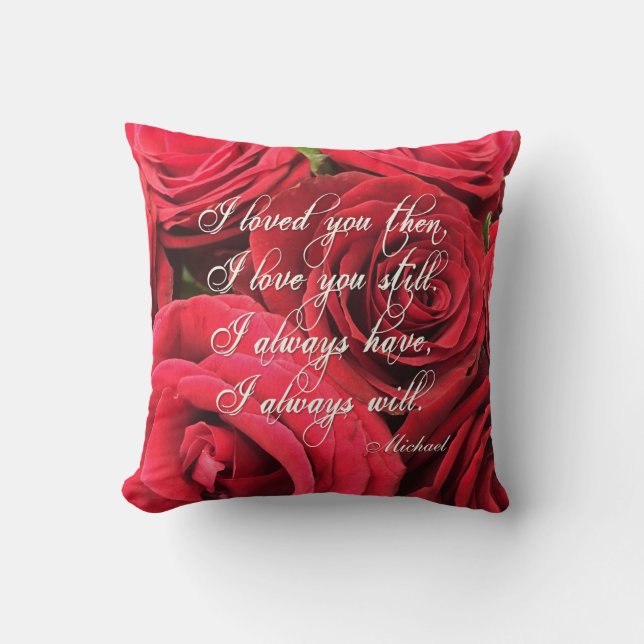 Coussin Je t'aime encore roses rouges personnalisés (Recto)