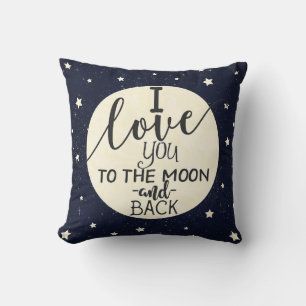 Coussin Je t'aime jusqu'à la lune et retour