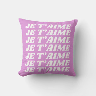 Coussin Je t'aime  Le Français que je t'aime  Rose violet