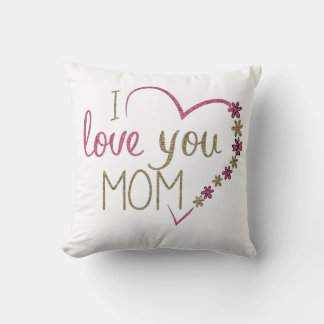 Coussin Je t'aime maman cœur floral