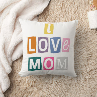 Coussin Je t'aime maman note de rançon découpage de magazi