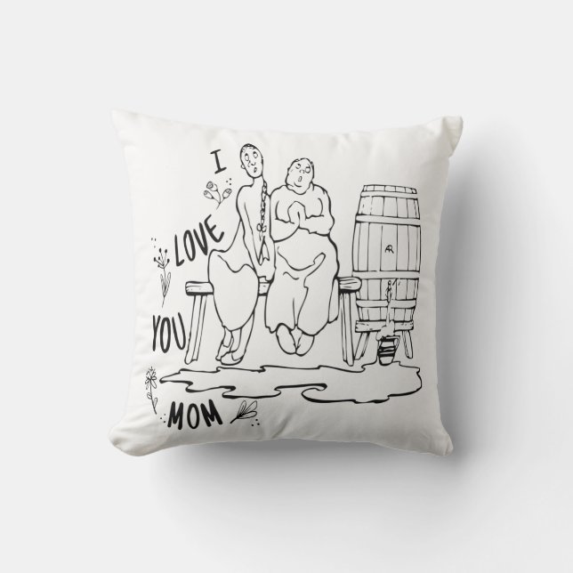 Coussin Je t'aime maman ! T-shirts (Recto)