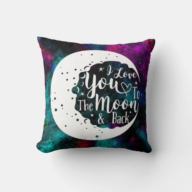 Coussin Je t'aime sur la lune et de retour - (Recto)