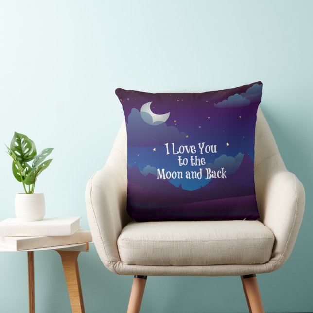 Coussin Je t'aime sur la Lune et de retour (Chaise)
