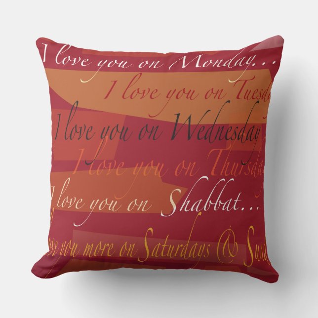 Coussin JE T'AIME SUR SHABBAT Cool Moderne Jeu d'Oreiller (Recto)