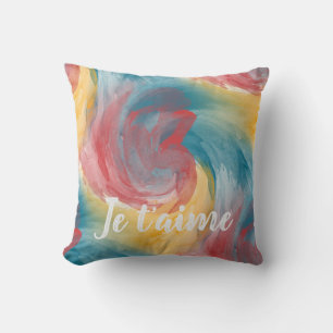 Coussin Je Taime Tourbillon Abstrait Coloré