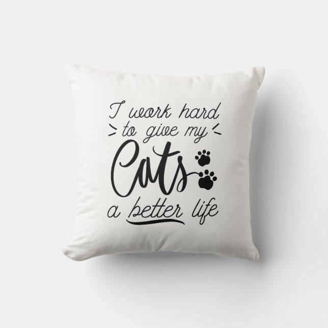 Coussin Je travaille des chats durs (Recto)