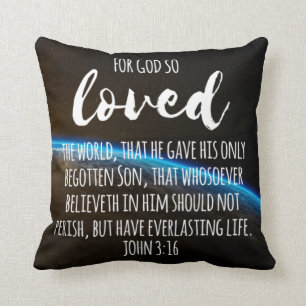 Coussin Jean 3:16 Bible Verse Christian