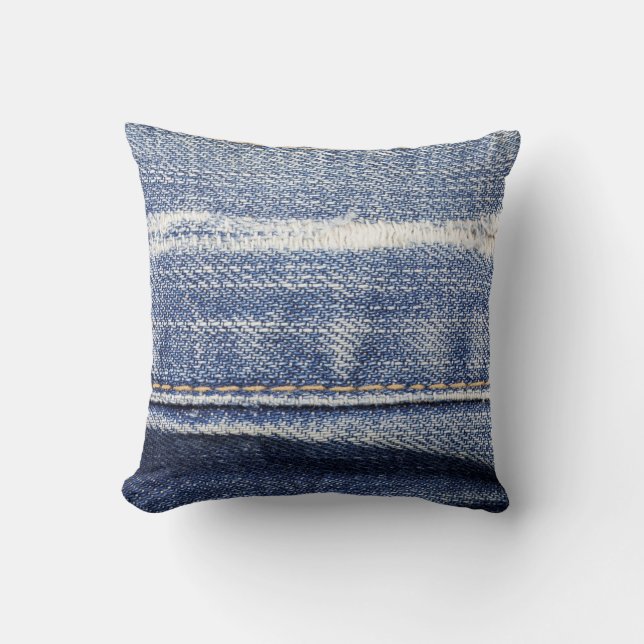 Coussin Jeans texture arrière - plan. (Recto)