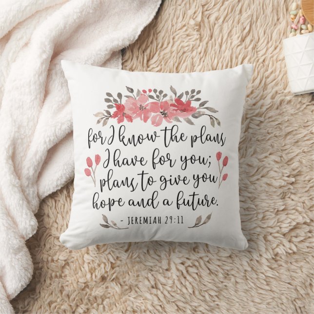 Coussin Jeremiah 29 11 - Car Je Connais Les Plans - Floral (Couverture)