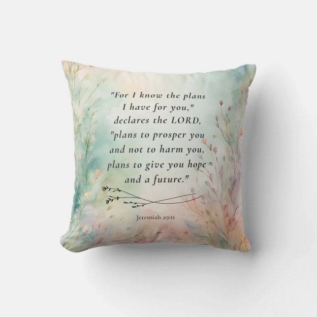 Coussin Jérémie 29:11 Image du couplet de la Bible (Recto)