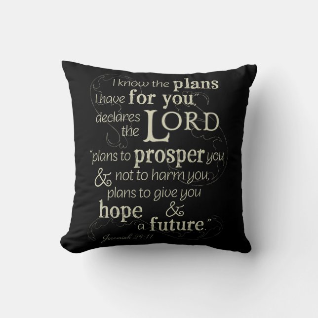 Coussin Jérémie 29:11 Je connais les plans que j'ai pour v (Recto)