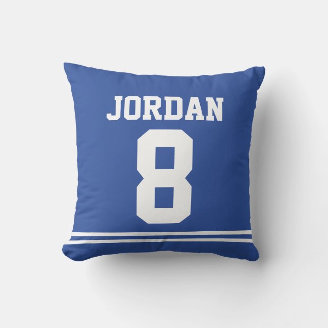 Coussin Jersey de football bleu avec numéro (Recto)