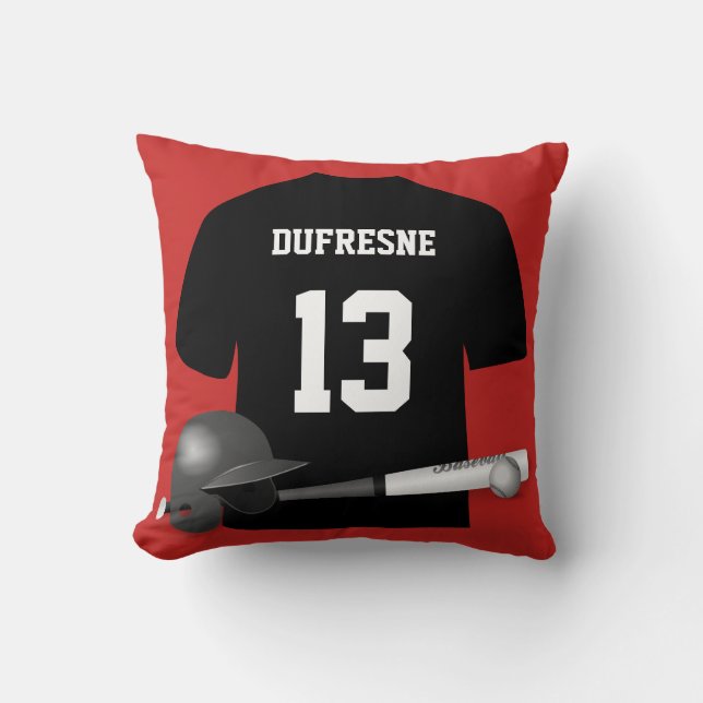 Coussin Jersey rouge de baseball personnalisé réversible (Recto)