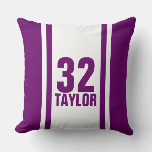 Coussin Jersey sportif à rayures violettes et blanches Jeu