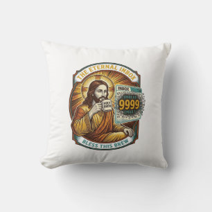 Coussin Jésus 9999 Emails Non Lus Boîte de Réception Zéro 