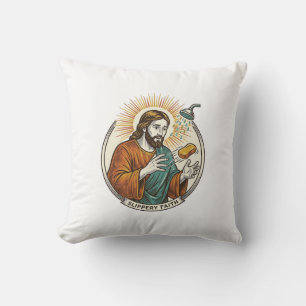 Coussin Jésus a laissé tomber du savon glissant dans la ba