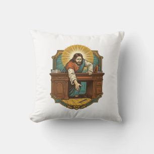 Coussin Jésus a laissé tomber son stylo derrière un lourd 
