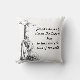 Coussin Jésus Christ Crucifixion cross Bible Citations