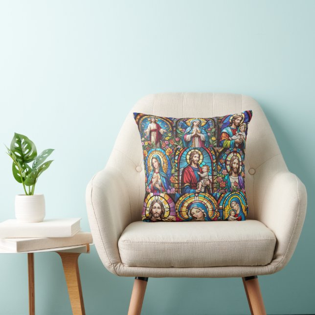 Coussin Jésus Christ Mary & Joseph Christian Stainverre (Chaise)
