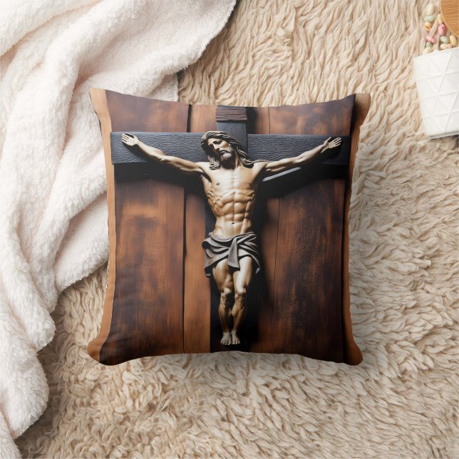 Coussin Jésus crucifié sur une croix de bois (Couverture)