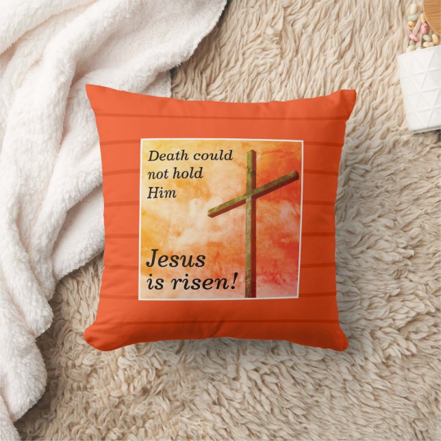 Coussin JÉSUS EST LA Croix de Pâques chrétienne RISEN (Couverture)
