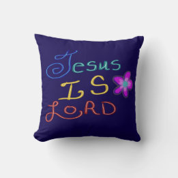 Coussin Jésus est SEIGNEUR avec Fleur Rose