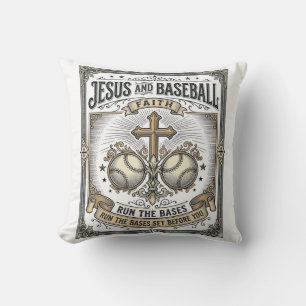 Coussin Jésus et baseball Christianisme vintage