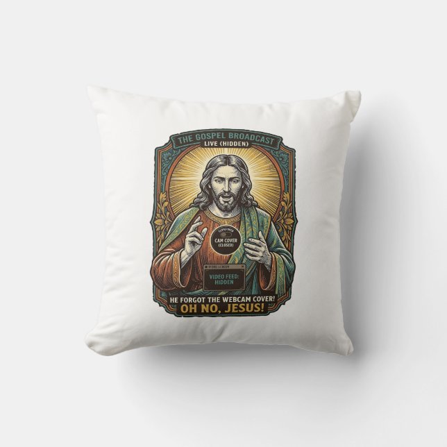 Coussin Jésus Fond d'écran noir Couverture de webcam virtu (Recto)