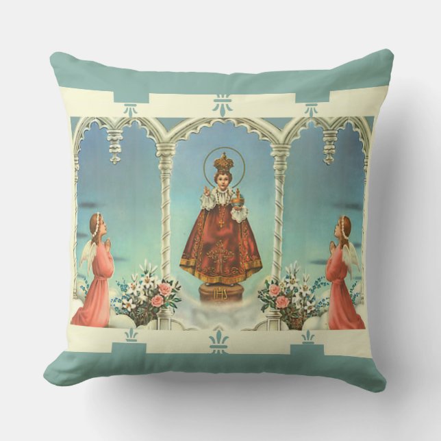 Coussin Jésus infantile de Prague w/angels (Recto)