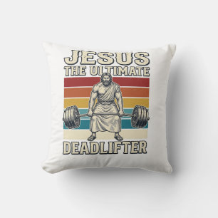 Coussin Jésus l'haltérophile ultime de vecteur de mode rét