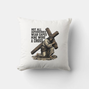 Coussin Jésus portant la Croix Vintage Chrétien