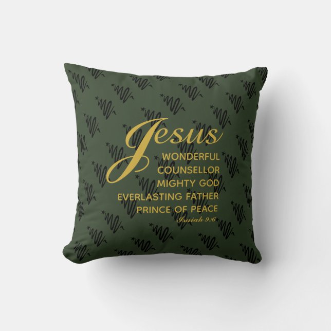 Coussin JÉSUS PRINCE DE LA PAIX Écriture de Noël Isaïe (Recto)