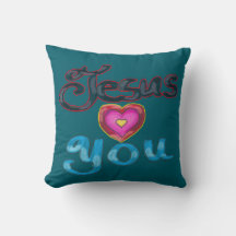 Jésus t'aime Coeur Rose Turquoise