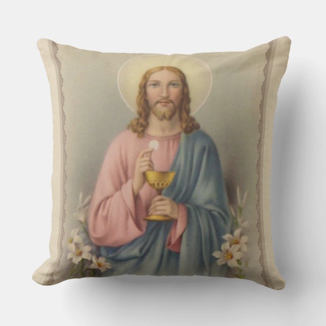 Coussin Jésus tenant l'eucharistie et le calice (Recto)