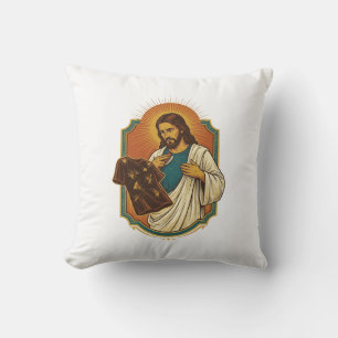 Coussin Jésus Vêtements De Sport Noirs Couverts De Craie D