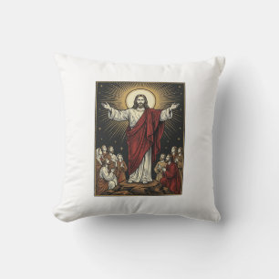 Coussin Jésus vintage gloire radieuse gravure chrétienne D