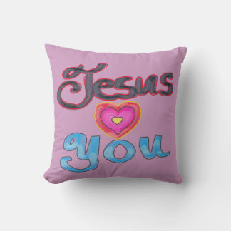 Coussin Jesus Vous Aime Nom Personnalisé Lavande