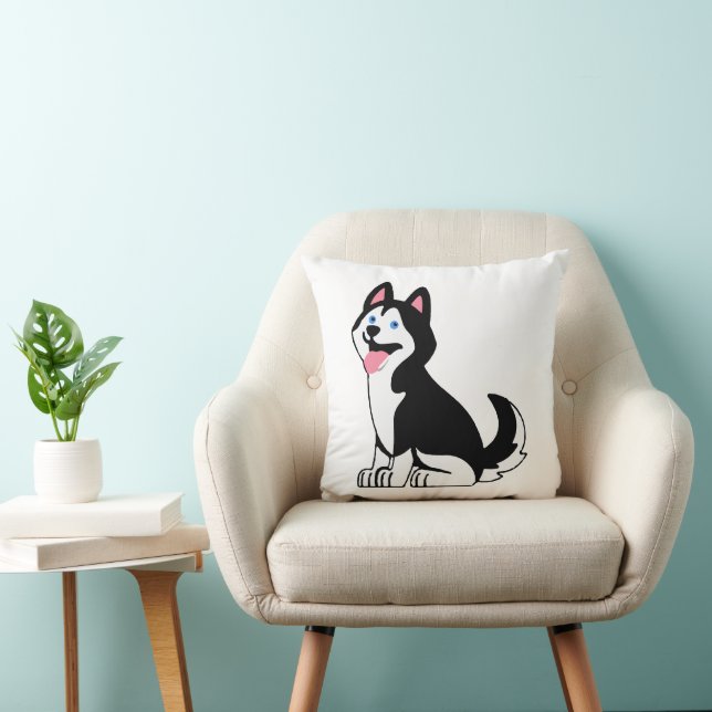 Coussin jetable avec chiot Husky mignon (Chaise)