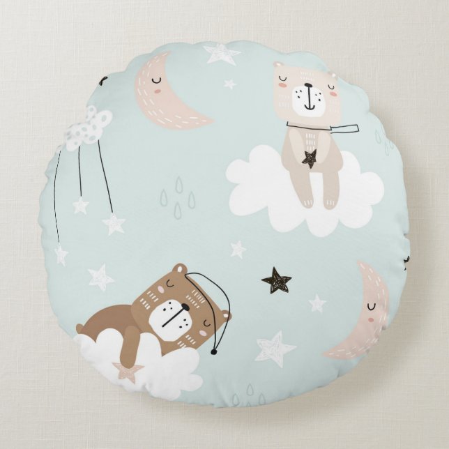 Coussin jetable bleu Teddy pour la nurserie (Devant)