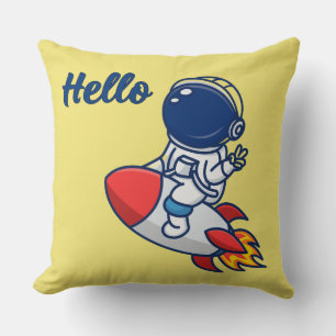 Coussin jetable "Bonjour" avec un astronaute migno