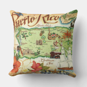 Coussin jetable carte de Porto Rico