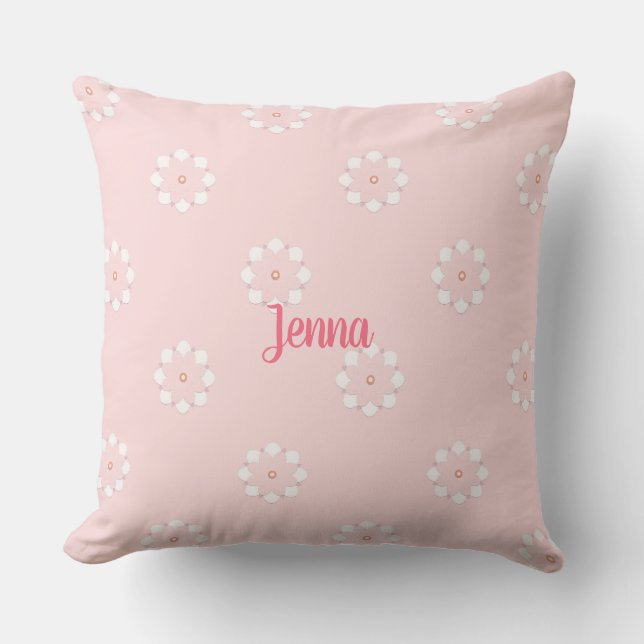Coussin jetable double face à fleurs roses mignonn (Recto)