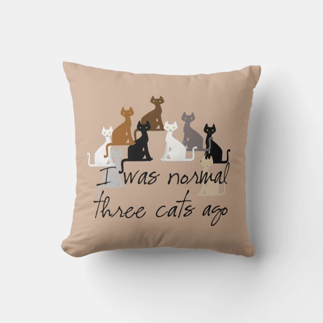 Coussin J'étais il y a les trois chats normaux (Recto)